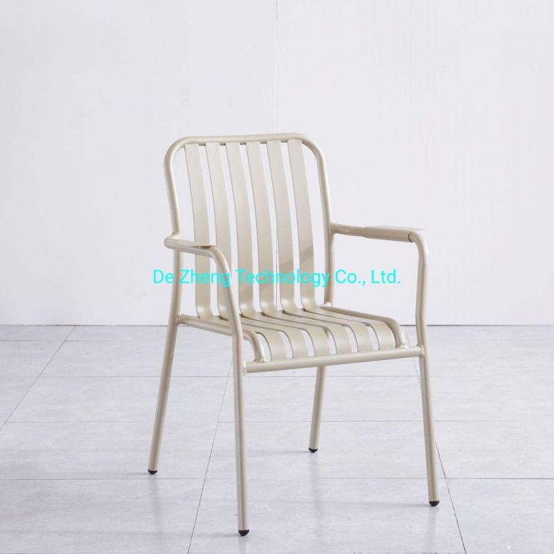 Metal Stackable Dining Chair Aluminum Stacking Cafe Restaurant Chair
