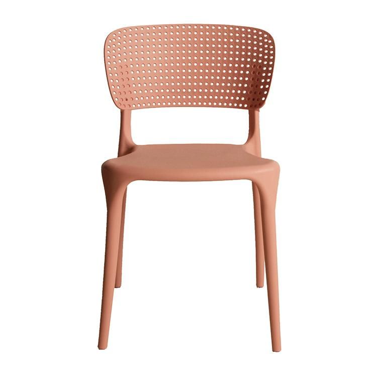 Modern Stackable Pink Plastic Garden Arm Chair