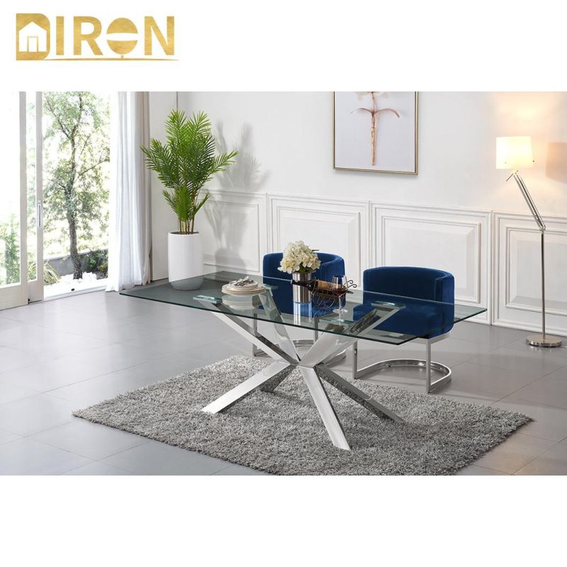 Whoelsale Dining Room Furniture Marble Dining Table with Stainless Steel