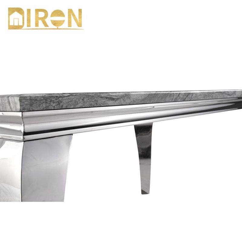 Hot Sale Modern Stainless Steel Home Furniture Glass Rustic Dining Table