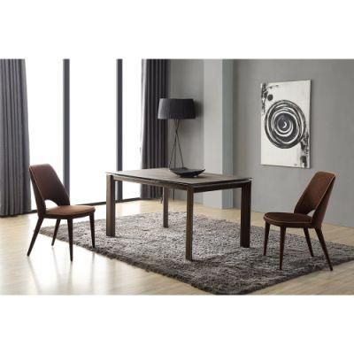 Modern Furniture Natural Square Ceramic Metal Wooden Dining Table