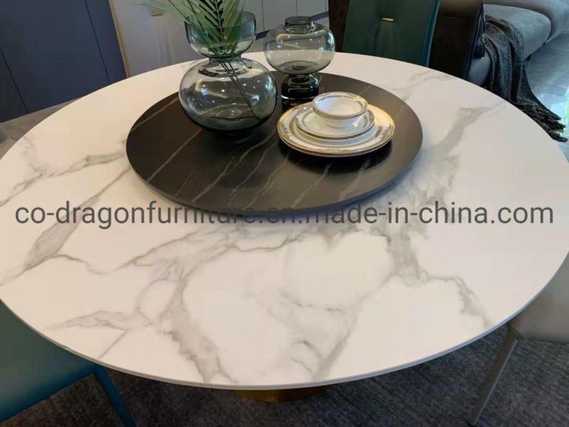 Modern Steel Dining Table with Marble Top for Dining Furniture