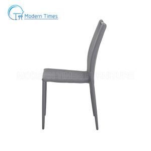Outdoor Furniture PU Upholstered Simple Style Chrome-Plated Legs with Handles Backrest Restaurant Outdoor Dining Chair