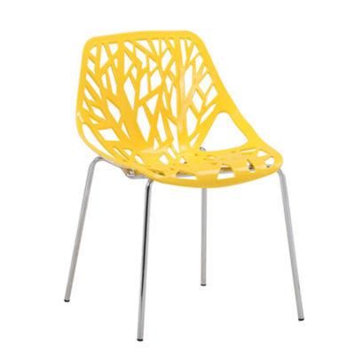 Dinning Chair Chrome Silver Metal Leg Plastic Forest Chairs French Style Restaurant Furniture Chair for Dining Room