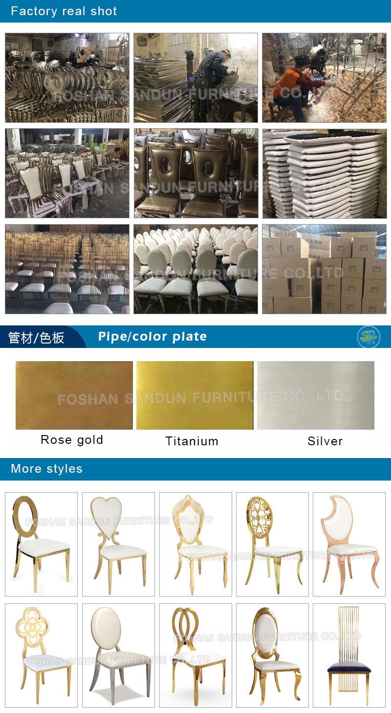 High Quality Clear Back Design Gold Stainless Steel Wedding Dining Chair