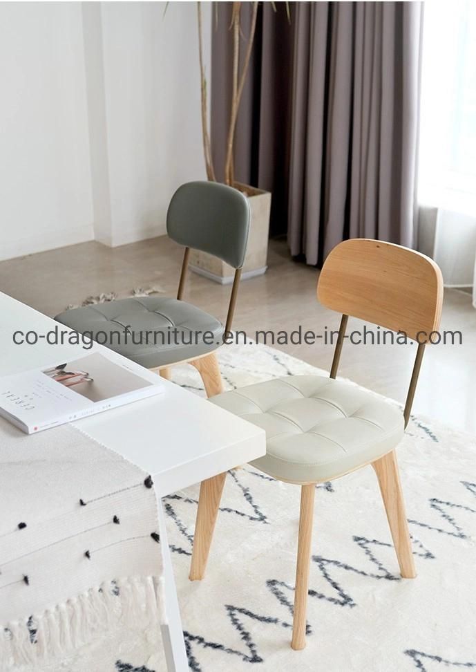 New Design Leather Wooden Legs Dining Chair for Home Furniture