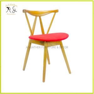 Restaurant Furniture Design Chair Wooden Artistic Backrest Chair with Fabric Seat Pad