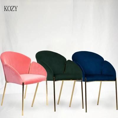 OEM Luxury Comfortable Soft Nordic Velvet Dining Chairs with Armrest