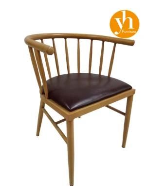 Hotel Lobby Wood Imited Frame Armrest Coffee Shop Leisure Chairs Living Room Dining Chairs