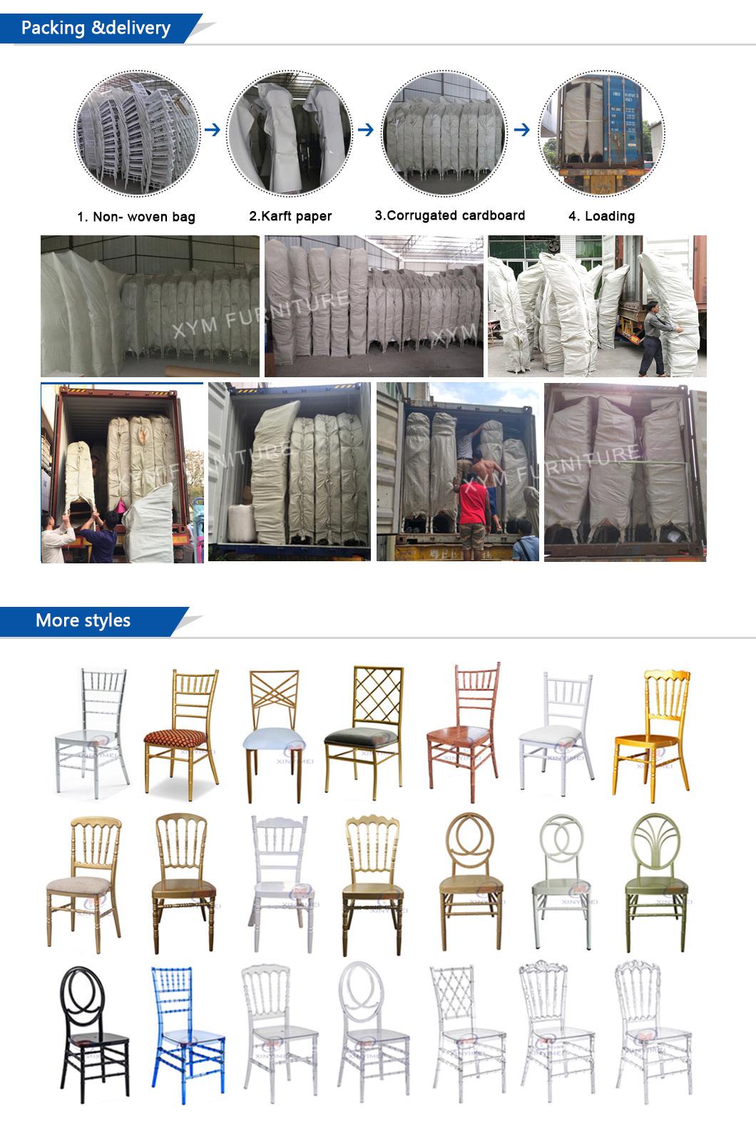 Outdoor White and Gold Steel Chiavari Chair for Wedding