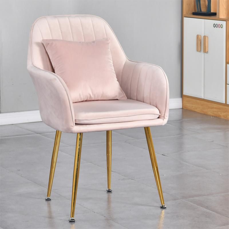Nordic Design Leisure Furniture Pink Armchair for Living Room Fashion Padded Chair for Dinner