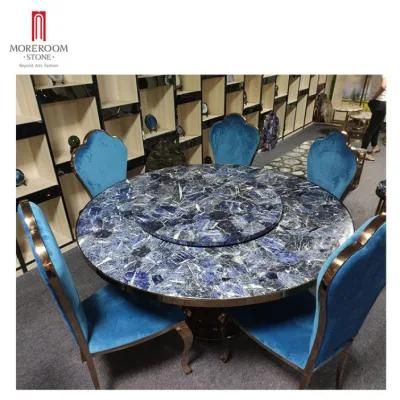 Furniture Dining Restaurant Marble Blue/Purple Gemstone Onyx Leisure Living Room Dining Round Table