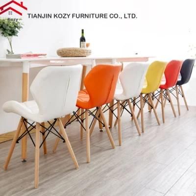 Hot Sale Living Room Furniture Wood Legs PU Leather Dining Chairs and Support Private High End Customization