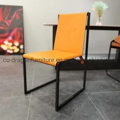 Modern High Back Home Furniture Metal Legs Leather Dining Chair