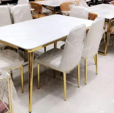 Top Sales Nordic Light Luxury Marble Dining Table with Gold Leg