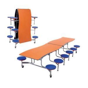 12 Seater Folding School Canteen Cafeteria Table with Wheel