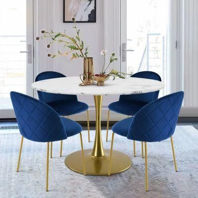 Luxury Modern Glass Top Gold Stainless Steel Metal Restaurant Dining Tables Set
