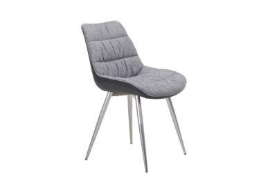 Grey Flannel Fabric Chair with Silver Legs