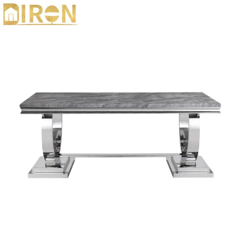 China Wholesale Hot Sale Modern Stainless Steel Home Furniture Glass Top Dining Table