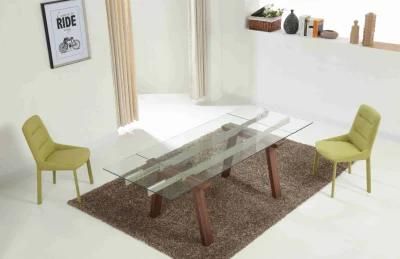 Modern Rectangle Clear Tempered Glass Dining Table