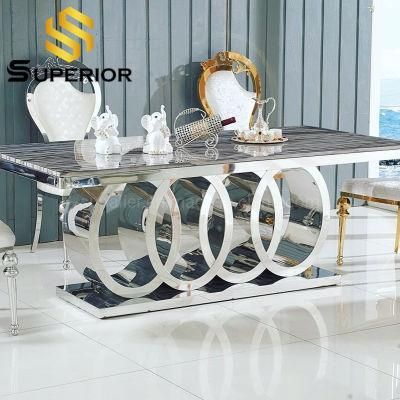 2m Big Size Artificial Marble Dining Table Apartment Furniture