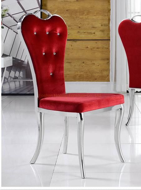 Red Modern Wedding Banquet Chair Home Furniture Metal Dining Chair for Restaurant