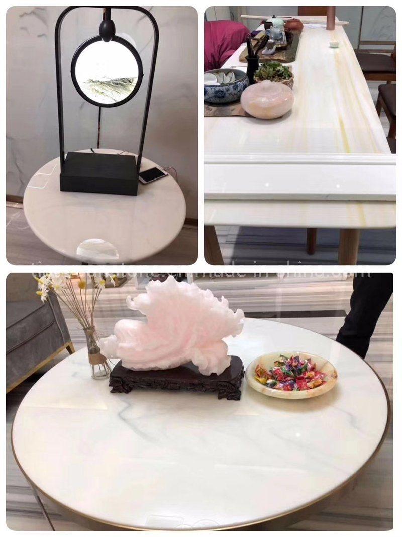 White Nanoglass Millenstone Crystallized Glass Panel Table Top