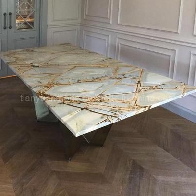 Stone Marble Inlaid Antique Dining Table Top Inlay Work Marble