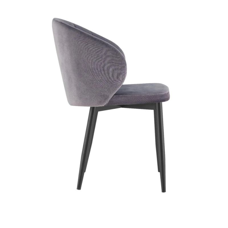 High Quality Grey Velvet Fabric Stainless Steel Restaurant Dining Chair in Silver