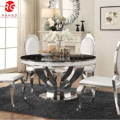 Wholesale Commercial Luxury Dining Table Dining Table Sets Marble Dinner Table with 6 Velvet Dining Chairs