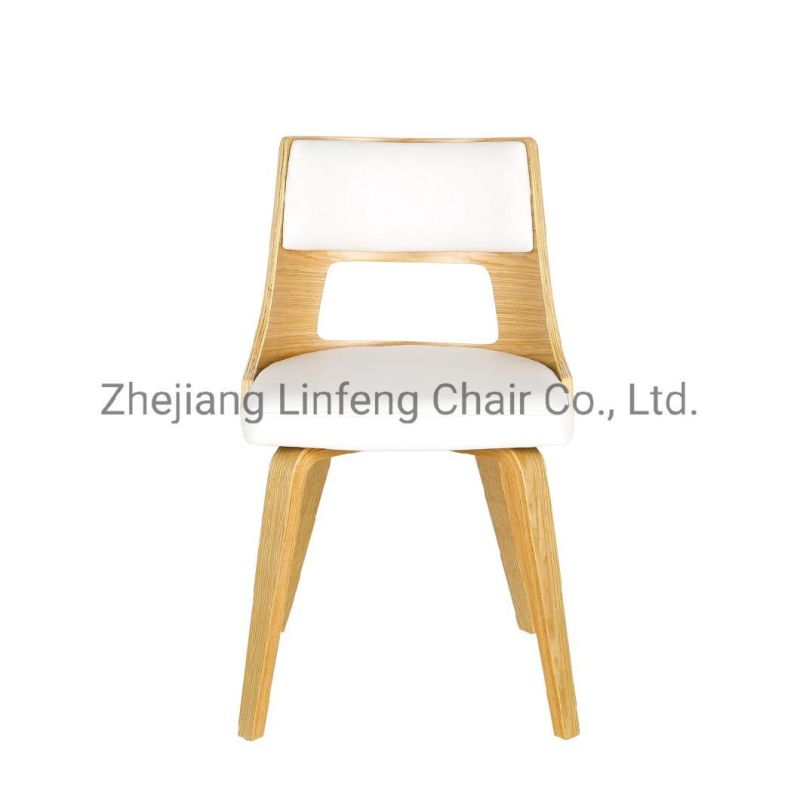 Wholesale Classic Nordic Cheap Wood Armrest Leather French Bent Plywood White Dining Chair