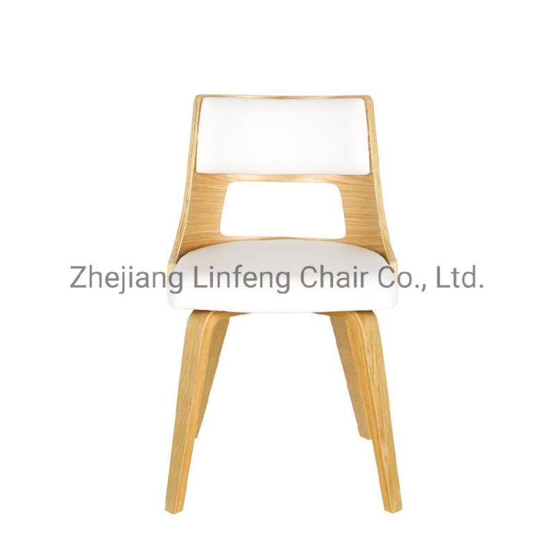 Wholesale Classic Nordic Cheap Wood Armrest Leather French Bent Plywood White Dining Chair