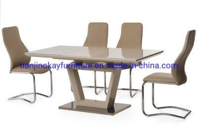 Hot Sale Europe Modern Extendable Wooden Dining Table Set with White High Gloss Painting