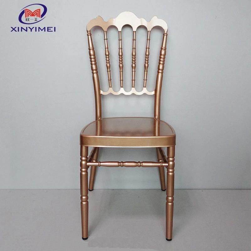 Durable Metal Stackable Champagne Color Napoleon Chair