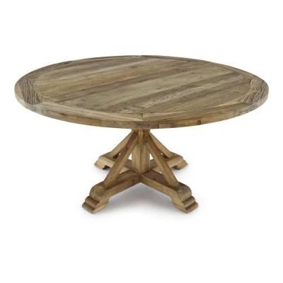 Kvj-Rr32 Reclaimed Elm Wood Rustic Anqitue Round Dining Table