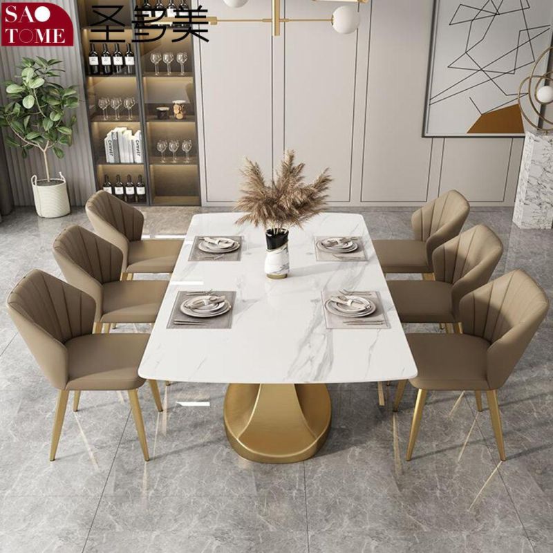 Modern High-Grade Rock Furniture Stainless Steel Titanium Dining Table