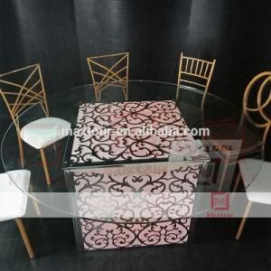 Wholesale Glass Top Round Stainless Steel Decorative Metal Dining Table