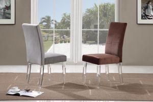 Dining Chair with Button Velvet Fabric Acrylic Leg