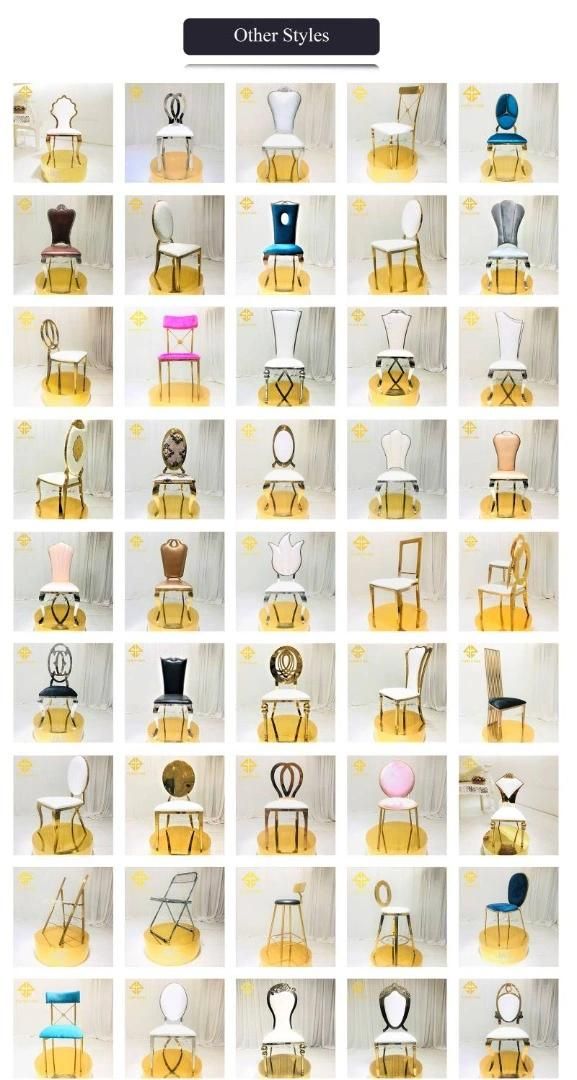 White Leather Stainless Steel Gold Wedding Chair Wholesale