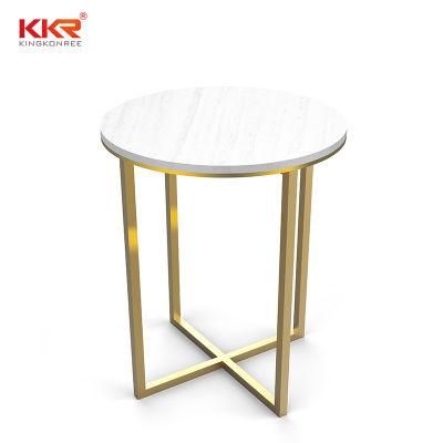 Upscale Colorful Pure White Solid Surface Stone Round Restaurant Dining Tables