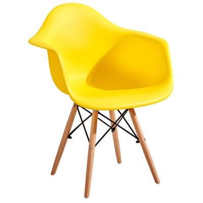 Yellow Plastic PP Chair Outdoor Cafe Casual Chair Nordic Simple Solid Wood Native Material Armchair
