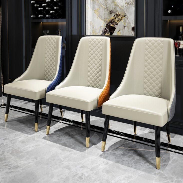 Leisure Hotel Restaurant Living Room Furniture PU Leather Upholstered Armrest Dining Chairs