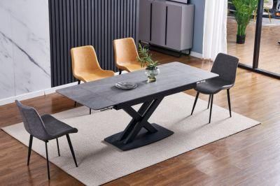 Customizable Modern Slate Metal Leg Dining Table