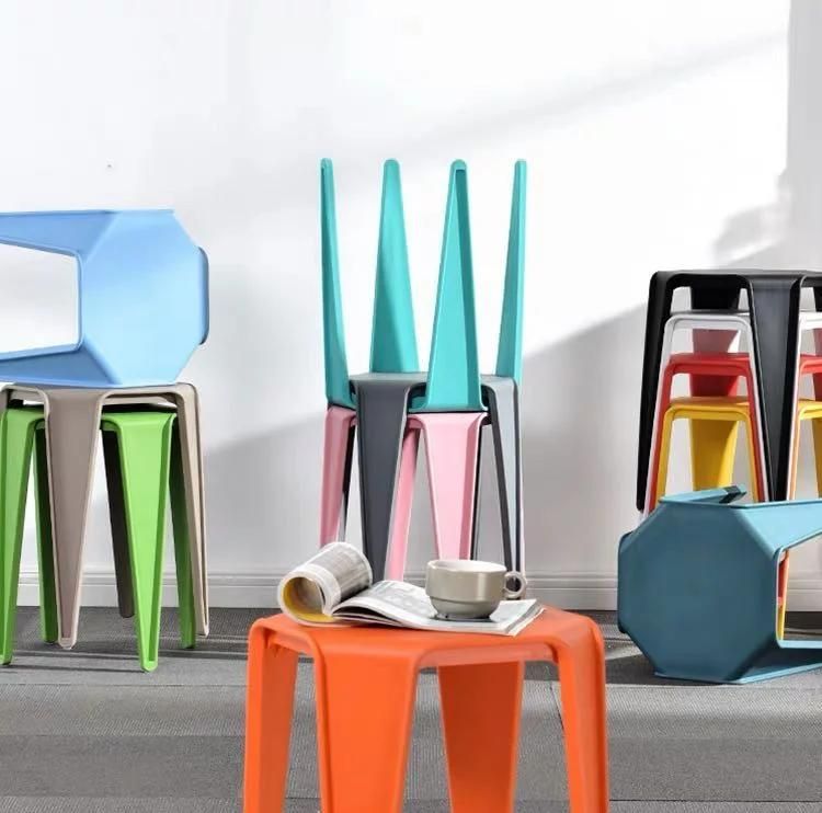 Colorful Save Space Non-Slip Design Lightweight Stackable Plastic Stools Chair