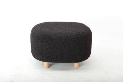 Fabric Round Velvet Stool Grey with Wooden Customized Living Room Furniture Home Stool &amp; Ottoman Modern Home Storage Acceptalbe