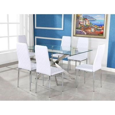 Wholesale New Design Simple Design Home Furniture Dining Room 8 mm Clear Tempered Glass Top Dining Table