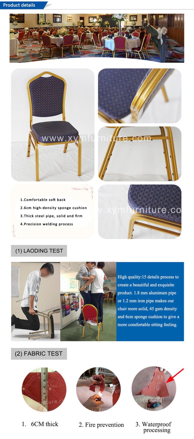 Hotel Restaurant Furniture Stronge Metal Stacking Banquet Meeting Chair (XYM-L185)