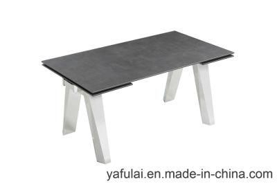 Factory Furniture Extension Ceramic Stainless Steel Dining Table
