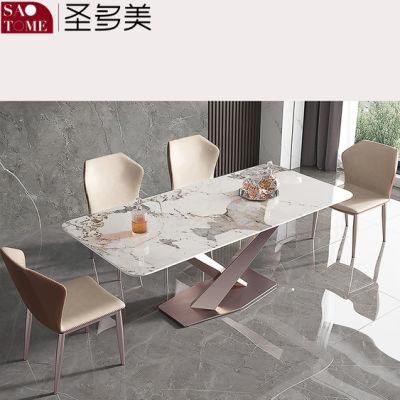 Modern Rock Furniture Stainless Steel Cross Table Dining Table