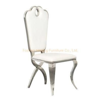 Silver Chair Wholesale Cheap PU Stainless Steel Leg Dining Chair for Garden